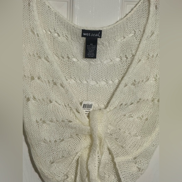 NWT Y2K Wet Seal Cream Knit Tie-Front Sweater Women’s  Size XS - Picture 5 of 7